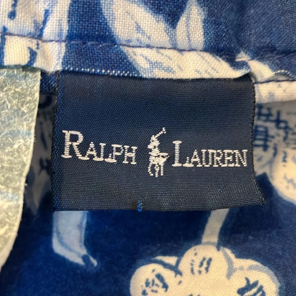 Ralph Lauren Vintage Persimmon blue cotton floral twin comforter & pillow sham